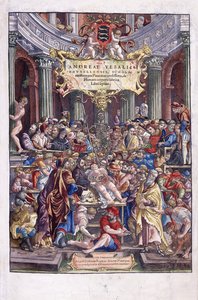 Den flamske anatomen og legen Andreas Vesalius holdt en leksjon ved medisinskolen i Brussel, 1543