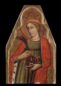 Saint Catherine of Alexandria (Saint Catherine). Maleri av en venetiansk mester. Tempera på tre, 26 x 16,5 cm, andre halvdel av 1300-tallet. Venetiansk kunst, italiensk gotisk kunst. Privat samling. av Venetian School