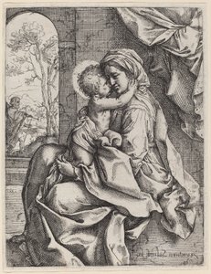 Jomfru og barn av Ventura Salimbeni after Guido Reni