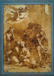 The Death of St. Cecile Forberedelsestegning med brunt blekk for Santa Cecilia (Pisa) av Ventura di Arcangelo Salimbeni dit Bevilacqua (1568-1613) Søn. 0,25 X 0,17 m. Paris, Louvre-museet