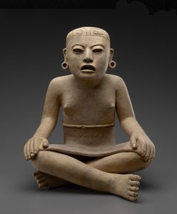 Sittende kvinne, 600-900 e.Kr. (keramikk og polykromt pigment) av Veracruz Gulf Coast Civilisation