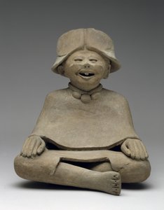 Sittende kvinne, 300-600 e.Kr. (keramikk med spor av polykromt pigment)