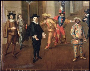 Italienske og franske komikere som spiller i farser, 1670 (detalj) (se også 155316) av Verio