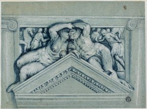 Overdoor med Satyr og Satyress av Veronese