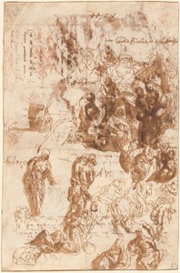 Studier for Judith og Holofernes, David og Goliat, Funnet av Moses og andre [recto] av Veronese