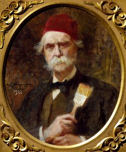 Selvportrett av Vespasiano Bignami (1841-1929), olje på lerret, 55x62 cm