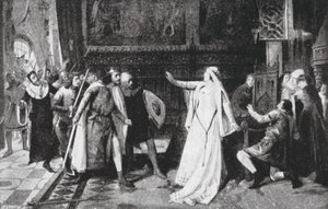 Maria de Molina frastøter adelen (litho) av Vicente Borras Abella