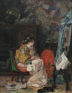 En modell i kunstnerens studio av Vicente Palmaroli y Gónzalez