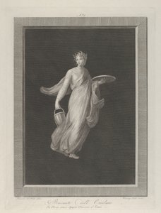 En delvis naken bacchante som holder en skive i løftet venstre hånd og en bøtte i h..., ca. 1795-1820 av Vicenzo Feoli