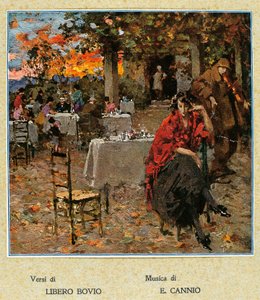 Uterestaurant, illustrasjon for en samling napolitanske sanger. Italia, 1900-tallet. (illustrasjon) av Vicenzo Irolli