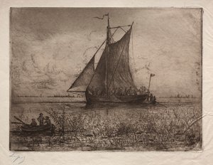 Nederlandsk elvelandskap. av Vicomte Lepic Ludovic Napoléon