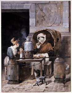 Kaféhandler på gaten - av Adam, v.1850 av Victor Adam