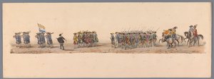Historisk prosesjon ved det andre hundreårsjubileet for Utrecht University of Applied Sciences, 1836 (plate 4) De nederlandske hærenes innflyging til Oostende, 3. juli 1600, dagen etter seieren ved Nieuwpoort; i henhold til kostymefremstillingen gitt av H  av Victor Adam