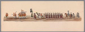 Historisk prosesjon ved det andre hundreårsjubileet for Utrecht University of Applied Sciences, 1836 (plate 3) De nederlandske hærenes innflyging til Oostende, 3. juli 1600, dagen etter seieren ved Nieuwpoort; i henhold til kostymefremstillingen gitt av H  av Victor Adam