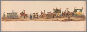 Historisk prosesjon ved det andre hundreårsjubileet for Utrechtse Hogeschool, 1836 (plate 6) Optogt des Nederlandschen Legers til Ostende, den 3. juli 1600, dagen etter seieren ved Nieuwpoort; i henhold til den kostymede forestillingen gitt av HH Student av Victor Adam