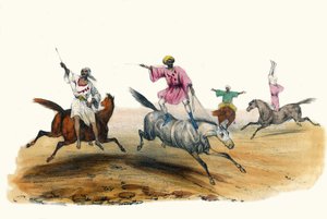 La voltige, par des Beduins. i "" Album Grotesque, Choices of Types Remarkable", illustrasjoner av Victor Adam, Paris, rundt 1850. av Victor Adam