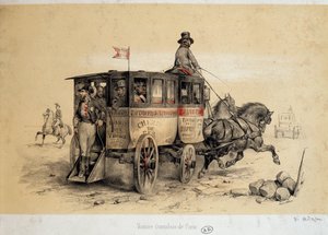 Paris omnibus car - Litografi av Adam, ca. 1840 av Victor Adam