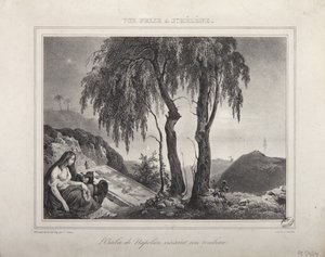 Skyggen av Napoleon som besøker graven hans, utsikt over Saint Helena