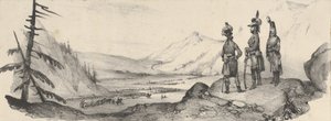 Tre soldater i et landskap, midten av 1800-tallet. av Victor Adam