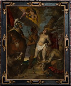 Sognekirke (Parochiekerk Sint-Walburga). Maleri.Victor Boucquet (?). Sankt Sebastian. Olje på panel. av Victor Boucquet