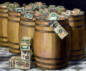 Barrels of Money, ca. 1897 (olje på lerret)