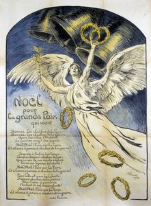 Allegorisk fredsfigur - Dikt "" Jul for den store freden som kommer "" av André Fontaine, ill. av V. Prouvé