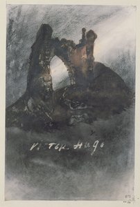 Ruiner ved Groz-Nez, Jersey eller The Arch (blyant, indisk blekk og sepia på papir) av Victor Hugo