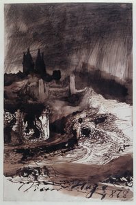 The Castle, 1878 (penn og blekk og vask på papir) av Victor Hugo