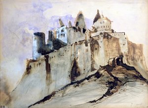 Chateau of Vianden, 1871 (wc, penn og blekk og vask på papir) av Victor Hugo