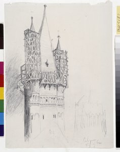 Klokketårnet i Köln (blekk på papir) av Victor Hugo