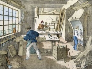 Snekkeren, litho av Janson. 1800-tallet.