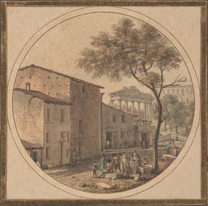 Utsikt over Forum Romanum med Saturn-tempelet i bakgrunnen, nd. av Victor Jean Nicolle