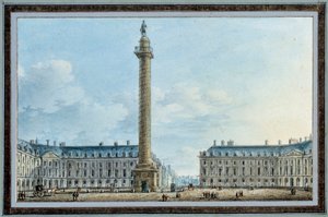 Utsikt over bellisøylen plassert Place Vendome i Paris Akvarell av Victor Jean Nicolle (1754-1828) Rundt 1810 Søn. 0,67x0,12 m Malmaison, musee du chateau
