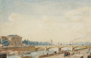 Utsikt over Pont de la Concorde og Palais Bourbon i Paris av Victor Jean Nicolle