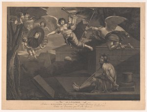 Allegori op Napoleon I Bonaparte Allegori knyttet til Buonaparte Generalissimo fra de franske hærene (tittel på objekt) av Victor Marie Picot