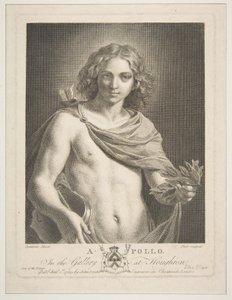 Apollo iført en mantel og holder en laurbærgren og fiolin, 1784. av Victor Marie Picot