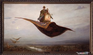 Riding a Flying Carpet - Maleri av Viktor Mikhaylovich Vasnetsov (1848-1926), olje på lerret av Victor Mikhailovich Vasnetsov