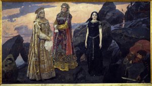 Tre dronninger av underverdenen. Maleri av Viktor Mikhaylovich Vasnetsov (1848-1926), olje på lerret av Victor Mikhailovich Vasnetsov