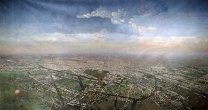 Generell utsikt over Paris fra en varmluftsballong, 1855 av Victor Navlet