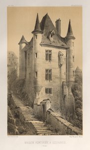Pittoresk arkitektur eller monumenter fra det 15. århundre. Og XVI. Centuries: Slott i Frankrike fra det XV og XVI århundre: Pl. 60, Befestet hus i Uzerches (Corrère) av Victor Petit