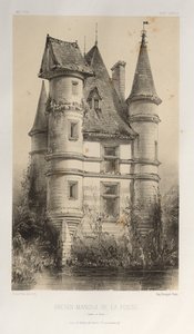 Pittoresk arkitektur eller monumenter fra det 15. århundre. Og XVI. Centuries: Chateaux of France of the XV and XVI Centuries: Pl. 63, Tidligere Manor De La Fosse (Saône et Loire) av Victor Petit