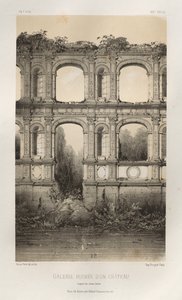 Pittoresk arkitektur eller monumenter fra det 15. århundre. Og XVI. Centuries: Castles of France of the XV and XVI Centuries: Pl. 74, Ruined Gallery Of A Castle, etter en gammel tegning av Victor Petit