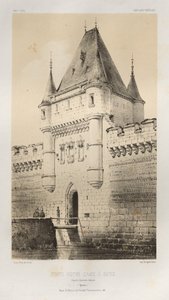 Pittoresk arkitektur eller monumenter fra det 15. århundre. Og XVI. Centuries: Slott i Frankrike fra det XV og XVI århundre: Pl. 80, Porte Notre-Dame in Sens i henhold til gamle tegninger (Yonne) av Victor Petit