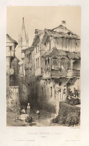 Pittoresk arkitektur eller monumenter fra det 15. århundre. Og XVI. Centuries: Frankrikes slott i XV og XVI århundrer: Pl. 10, gamle hus i Tulle (Correze) av Victor Petit