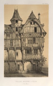 ...pl. 21, Old Houses A Rouen Seine-Inferieure, utgitt 1860. av Victor Petit