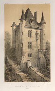 ...pl. 60, befestet hus i Uzerches Corrère, 1860. av Victor Petit