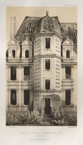 ...pl. 71, ruinene av slottet Mont-Saint-Jean Saône et Loire, 1860. av Victor Petit