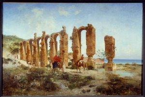 Den romerske akvedukten i Cherchell (Algeria). Maleri av Victor Pierre Huguet (1835-1902)