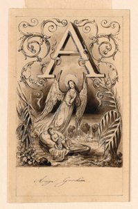 Design for bokstaven A i en grunning: Ange Gardien (Guardian Angel) av Victor Vincent Adam