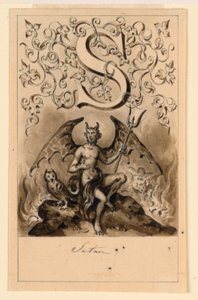 Design for bokstaven S i en primer: Satan av Victor Vincent Adam
